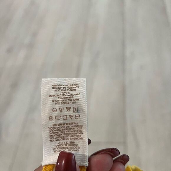 WE THE FREE Womens Size m Top Yellow Tie back Cropped T-shirt with Embroidery - Picture 5 of 8